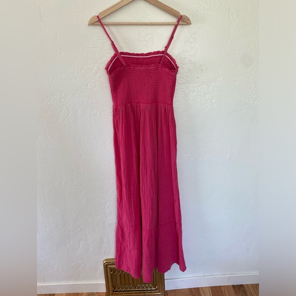 New Anthropologie✨Marisol Smocked Gauze Maxi Dress- Medium Pink - Picture 5 of 11